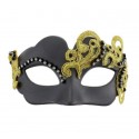 Maska wenecka prosta czarna ze złotym ornamentem - 1