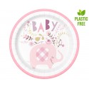 Jednorazowe talerze papierowe baby shower różowe - 1