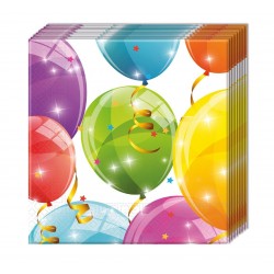 Serwetki papierowe jednorazowe urodzinowe białe kolorowe Balony 20szt