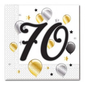Serwetki papierowe 70 urodziny rocznica balony x20 - 1