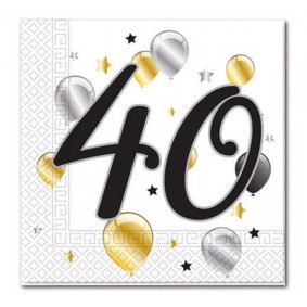 Serwetki papierowe 40 urodziny rocznica balony x20 - 1