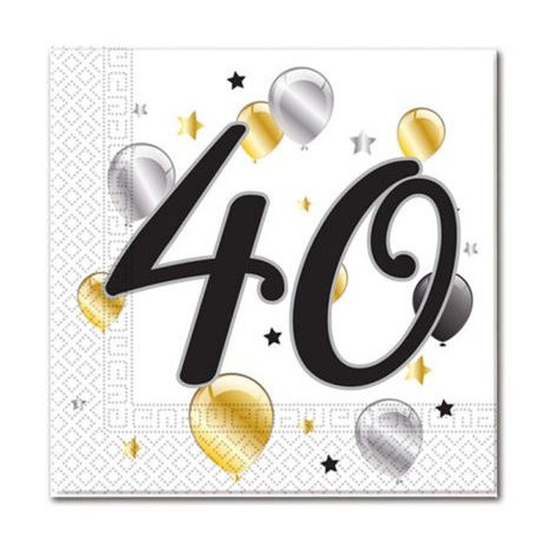 Serwetki papierowe 40 urodziny rocznica balony x20 - 1