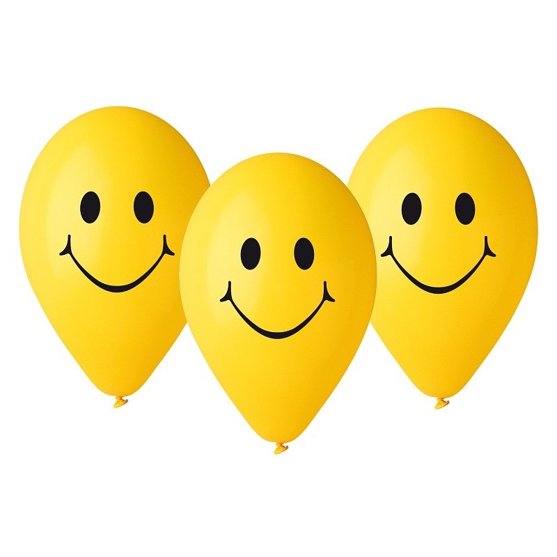 Balony uśmiechy żółte emotikon wesoły 12 cali 5szt - 1