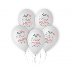 Balony najlepsza mama Dzień Matki biały dekoracja - 1