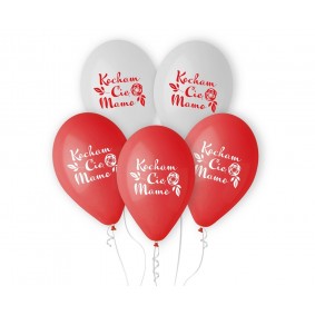 Balony Kocham cię mamo Dzień Mamy biały czerwony - 1