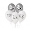 Balony Kocham cię tato Dzień Ojca srebrne białe x5 - 1