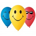 Balony lateksowe kolorowe buźki uśmiechnięte - 1