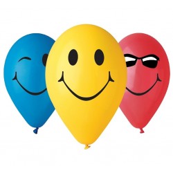 Balony lateksowe kolorowe buźki uśmiechnięte - 1