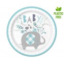 Jednorazowe talerze papierowe baby shower słoń - 1