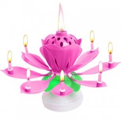 Świeczka kwiatek grający tańczący różowy dekoracja - 1