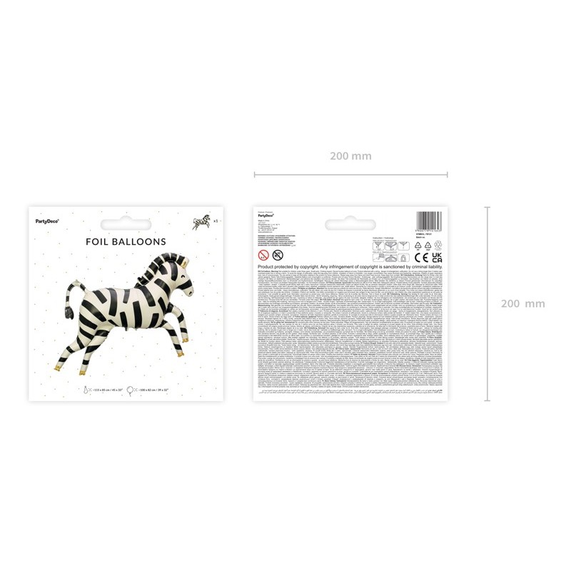 Balon foliowy na hel Zebra safari duży ozdoba - 4