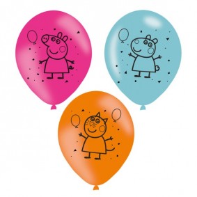 Balony lateksowe kolorowe świnka Peppa Pig 6szt - 1