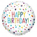 Balon foliowy Happy Birthday urodzinowy w kropki - 1