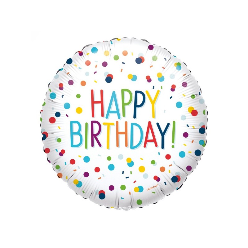 Balon foliowy Happy Birthday urodzinowy w kropki - 1
