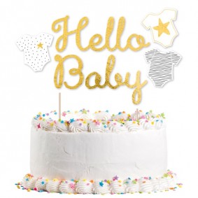 Dekoracja papierowa na tort topper Hello Baby - 1