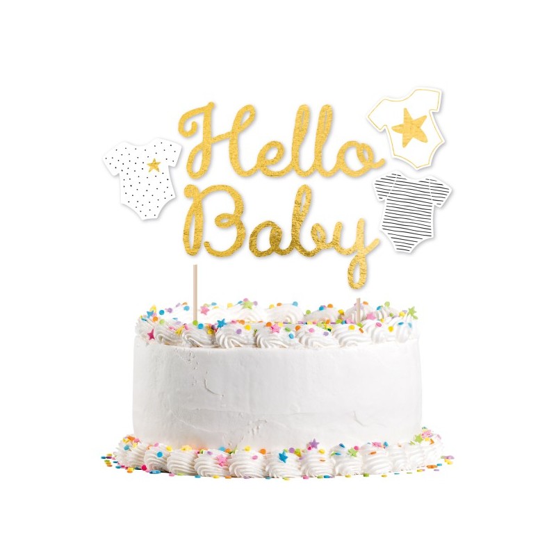 Dekoracja papierowa na tort topper Hello Baby - 1