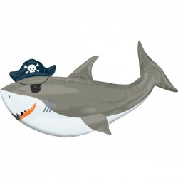 Balon foliowy rekin szary pirat z opaską na oko - 1