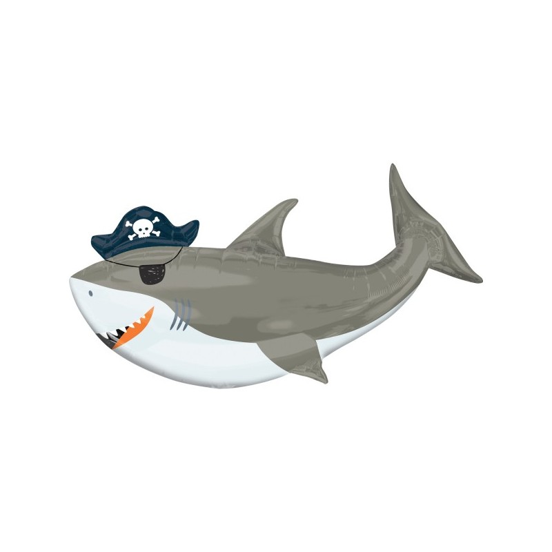 Balon foliowy rekin szary pirat z opaską na oko - 1