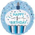 Balon foliowy niebieska babeczka na 1 urodziny - 1