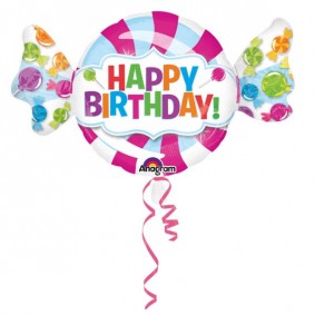 Balon foliowy Happy Birthday cukierek urodzinowy - 1