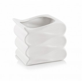 Osłonka na doniczkę ceramiczna biała glamour 17cm - 1