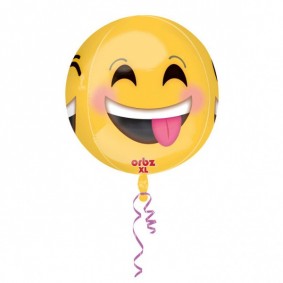 Balon okrągły emoji żółty ozdobny emotikon na hel - 1
