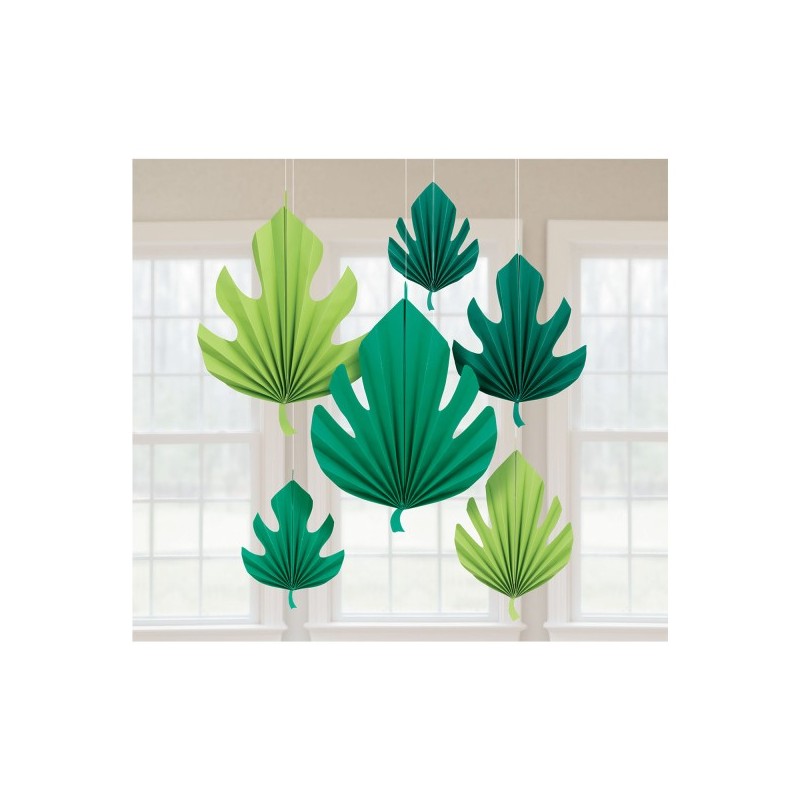 Dekoracja wisząca liście palmowe zielone 6szt - 2
