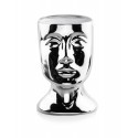 Osłonka głowa twarz ceramiczna na doniczkę srebrna - 1