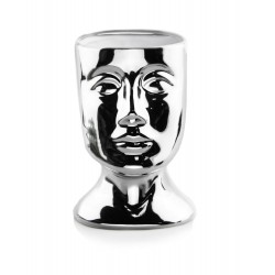 Osłonka głowa twarz ceramiczna na doniczkę srebrna