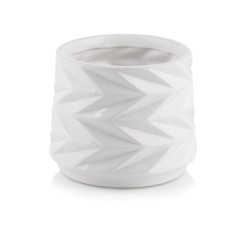 Ceramiczna osłonka na doniczkę biała ozdoba 15cm - 1