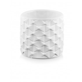 Ceramiczna osłonka na doniczkę cylinder biała 13cm - 1