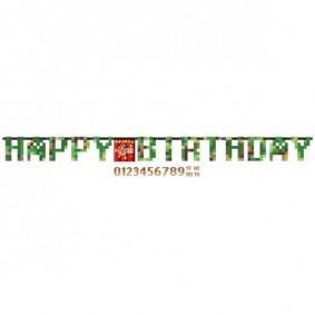 Baner Napis Happy birthday urodzinowy minceraft - 1