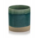 Ceramiczna osłonka na doniczkę niebieska vintage - 3