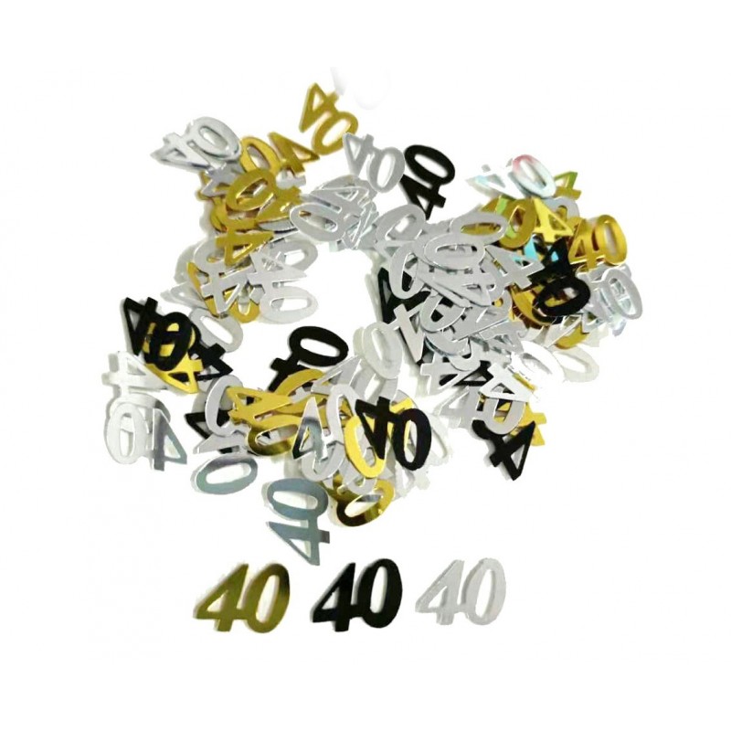 Konfetti złote foliowe cyfra 40 urodziny srebrne - 1