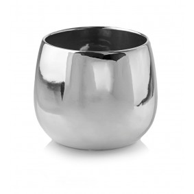 Ceramiczna osłonka na doniczkę srebrna glamour - 1