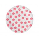Jednorazowe talerzyki papierowe różowe kropki - 1