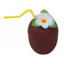Kokos na drinki hawajski ze słomką i kwiatkiem - 1