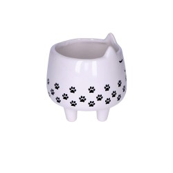 Osłonka na doniczkę biała ceramiczna kot 8x10x9cm - 4