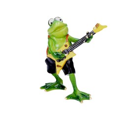 Figurka żaba z gitarą  ozdobna ceramiczna 16cm - 2