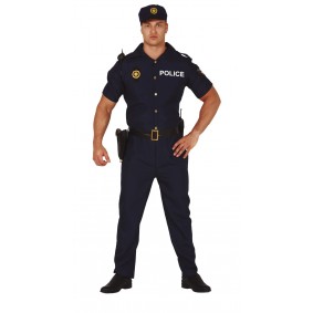 Strój dla dorosłych Policjant (czapka, kombinezon) - 1