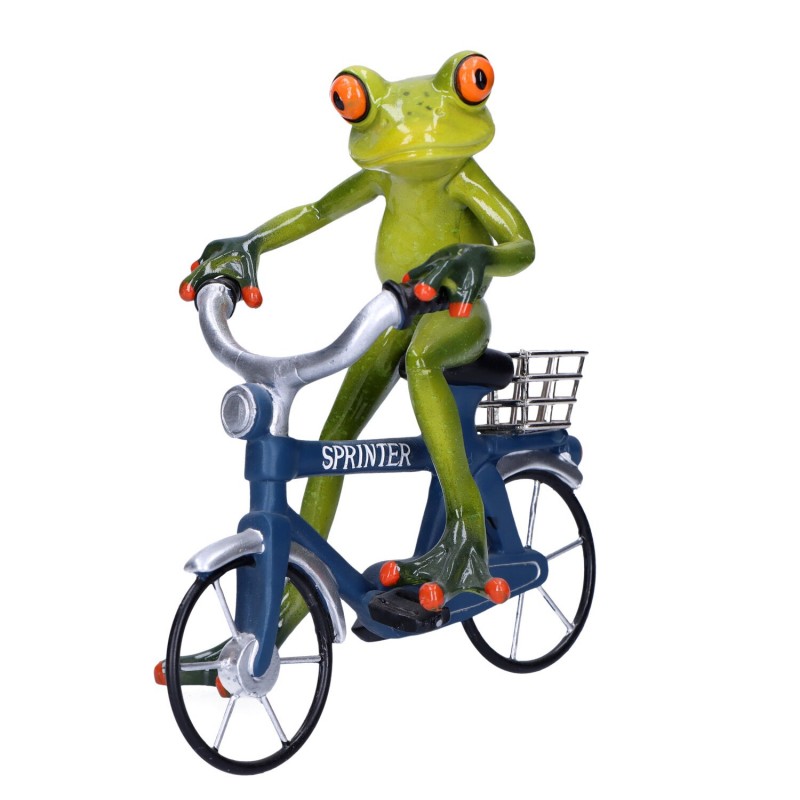 Figurka żaba na rowerze ozdobna ceramiczna figurka - 1