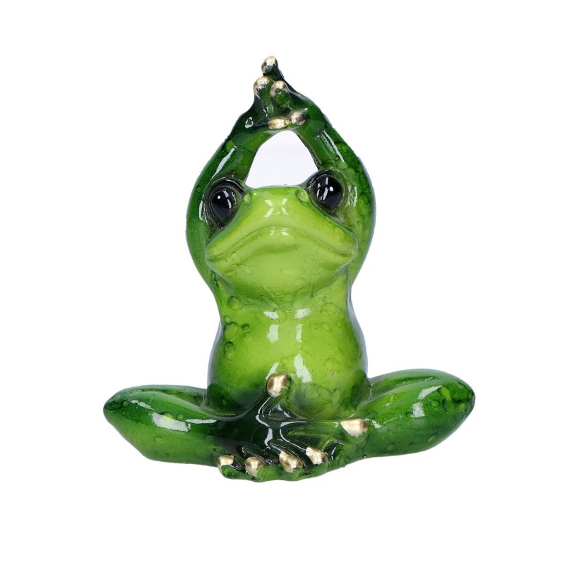Figurka żaba złoto zielona joga ozdobna ceramiczna - 2