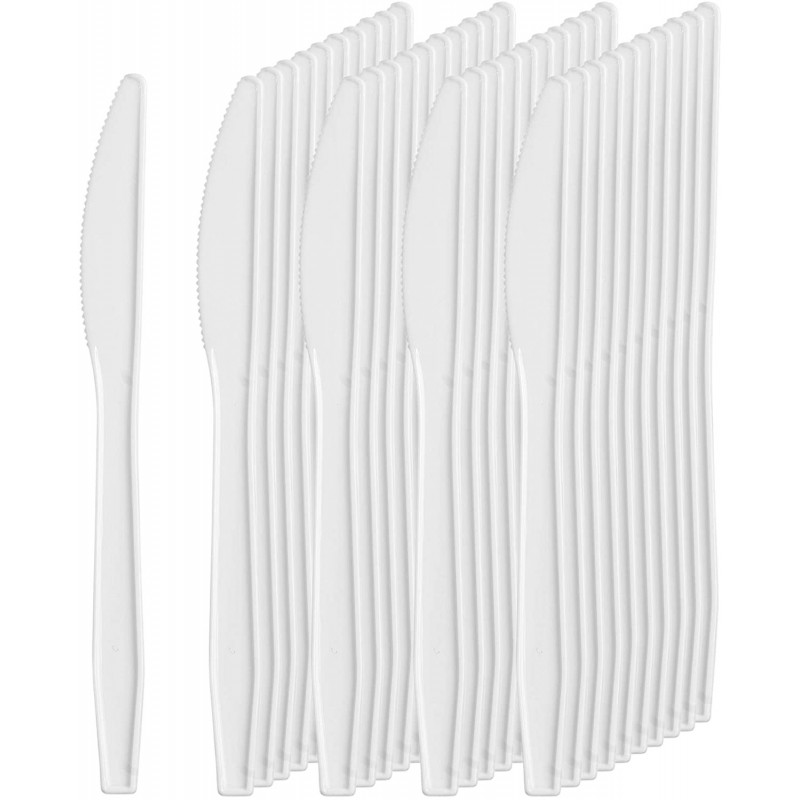 Sztućce jednorazowe noże plastikowe białe100 szt. - 1