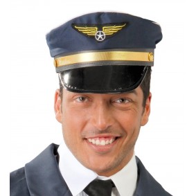 Czapka kapitana pilota samolotu niebiesko-złota - 1