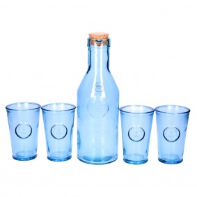 Zestaw szklanek z karafką błękitny 10x34x30,5cm 5 szt. - 2