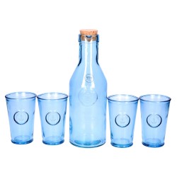 Zestaw szklanek z karafką błękitny 10x34x30,5cm 5 szt. - 2