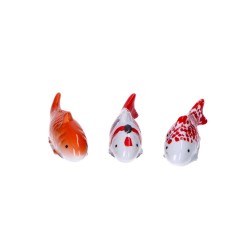 Ryba porcelanowa rybki białe czerwone mix 11x4cm - 2