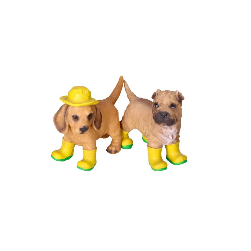 Pies w kaloszach żółtych mały figura dekoracyjna - 3