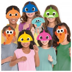 Maski papierowe kolorowe na twarz Baby Shark 8szt - 1