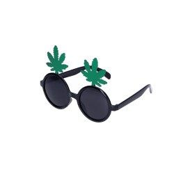 Okulary czarne z liściami marihuany - 2
